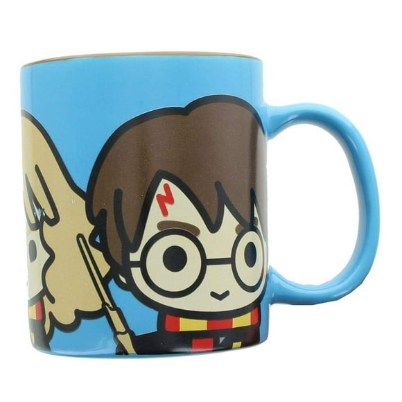 Taza de café Harry Potter de cerámica azul de 325 ml con diseño de Chibi