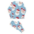 thumbnail image 2 of Odeerbi Christmas Pajamas for Family Holiday Long Sleeve Family Christmas Pajamas Matching Sets Mom Parent Child Printed Loungewear Set Two-Piece Sleepwear Xmas PJs Set Light Blue, 2 of 7