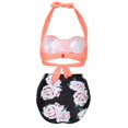 thumbnail image 4 of Women Vintage Swimsuit Two Piece Retro Halter Ruched High Waist Print Bikini Set, 4 of 8
