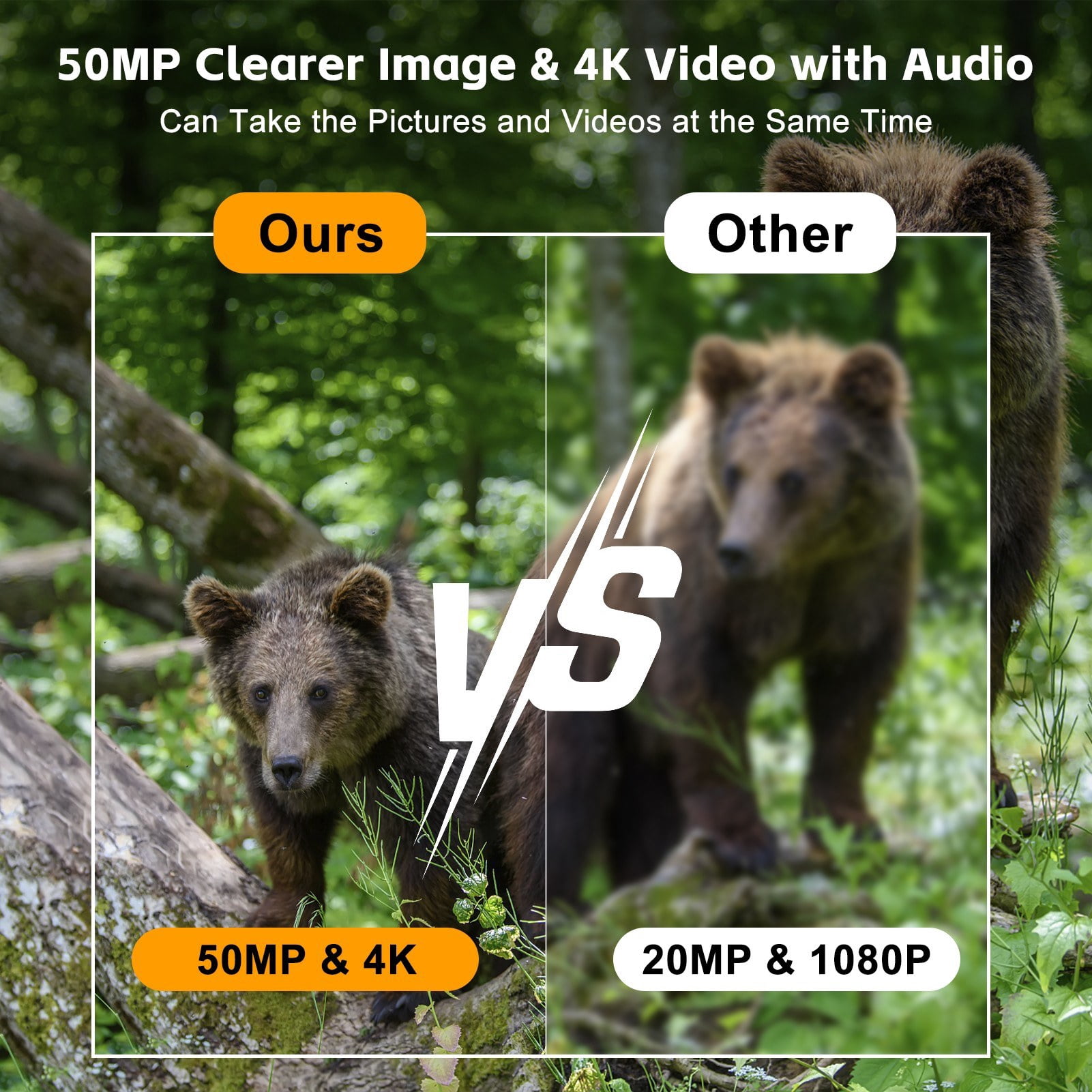 Solar Powered 50MP 4K Night Vision Trail Camera with 32GB Card