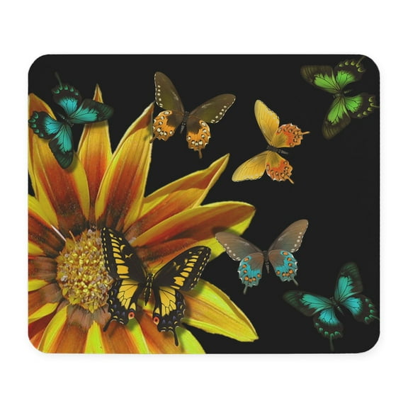 CafePress - Sunflower Butterflies Mousepad - Non-slip Rubber Mousepad, Gaming Mouse Pad