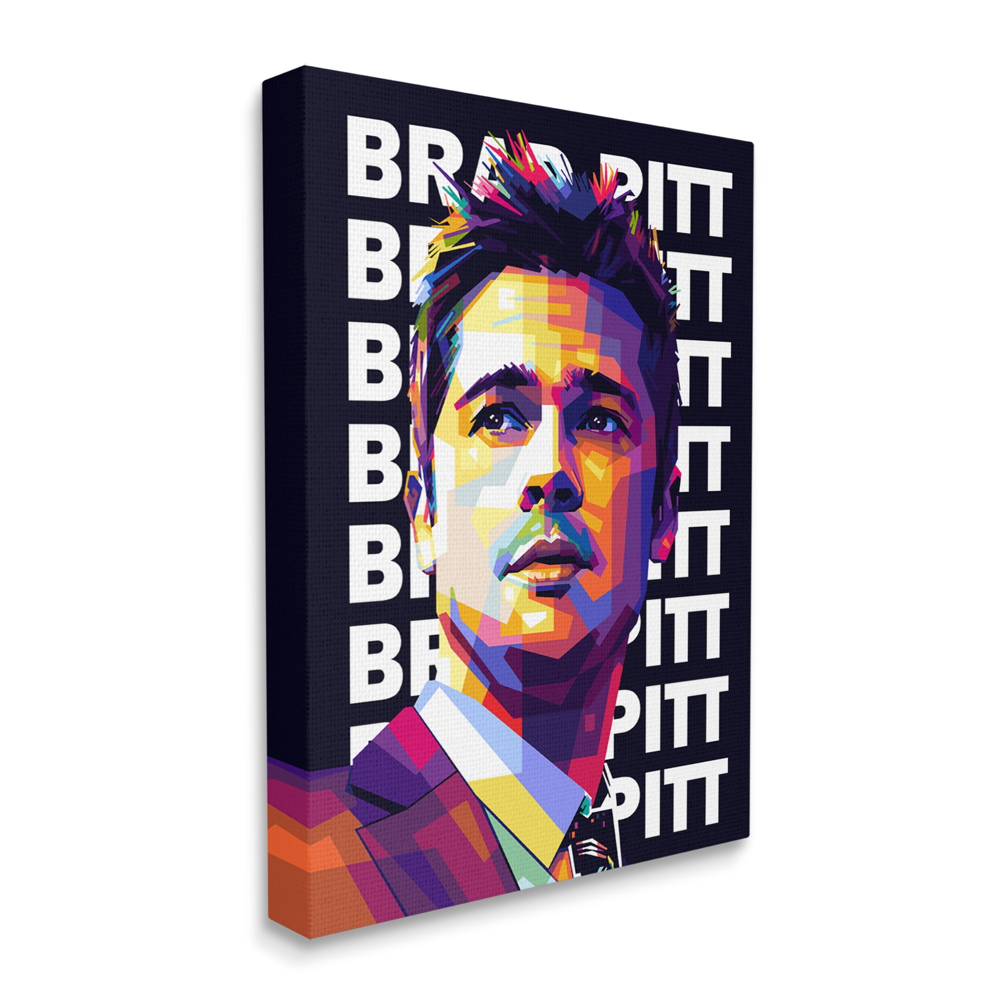 Stupell Industries Brad Pitt Modern Portrait Abstract Geometric Pattern, 16 x 20, Design by Birch&Ink