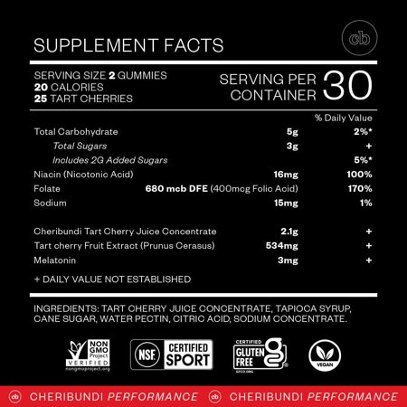 CHERIBUNDI SLEEP TART CHERRY GUMMIES JAR 12-PACK 60CT