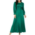 thumbnail image 2 of Sentmoon Robes Décontractées pour Femmes à Manches Longues à Col Rond Robes de Soirée pour Femmes Boutonnées Couleur Unie Ample Grande Taille Robe Courte d'Automne Tendance pour l'Hiver Invitée de Mariage Vert m, 2 of 6