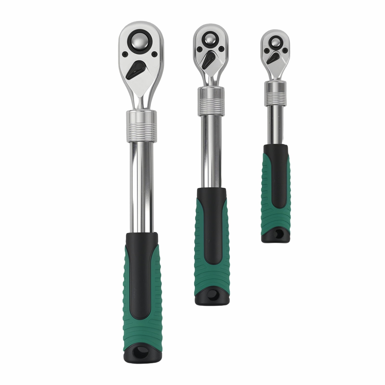 Maxpeedingrods Extendable Ratchet Wrench Set, 1/4" 3/8" 1/2" Drive 72-Tooth Quick-Release Retractable Drive Socket Wrench Reversible, Soft Grip Handle with Storage Tray