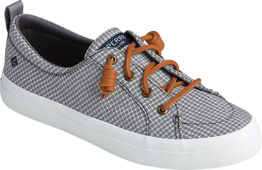 Women&amp;#39;s Sperry Top-Sider Crest Vibe Mini Check Sneaker Grey/White Canvas 5 M