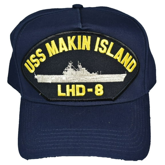 USS MAKIN ISLAND LHD-8 Hat - NAVY BLUE - Veteran Owned Business