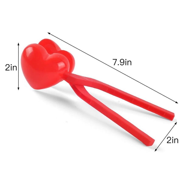 PpgejGEK Clip de Fabrication de Boules de Neige en Forme de Cœur 20.5x5.5cm (8.07x2.16 Po), Jouet d'Hiver en Plastique Rouge pour Enfants Jeu Extérieur, Poignée Facile à Saisir pour Faire des Boules