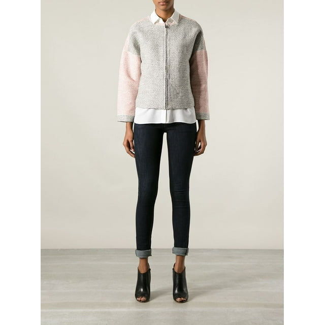 $495 DEREK LAM 10 COLORBONE TWEED Veste BLAZER Court Gris Rose 6