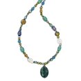 thumbnail image 2 of White Sterling Silver necklace Gemstone Citrine Yellow Lapis Blue Agate Howlite Jade Chrysocolla 28 in 8 mm, 2 of 3