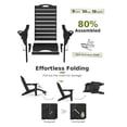thumbnail image 4 of Folding Adirondack Chair Set of 4 with Retractable Ottoman Footrest, Wood Grain HDEP All Weather Fire Pit Chair with 2 Cup Holders for Outdoor, Classic Black, 4 of 9