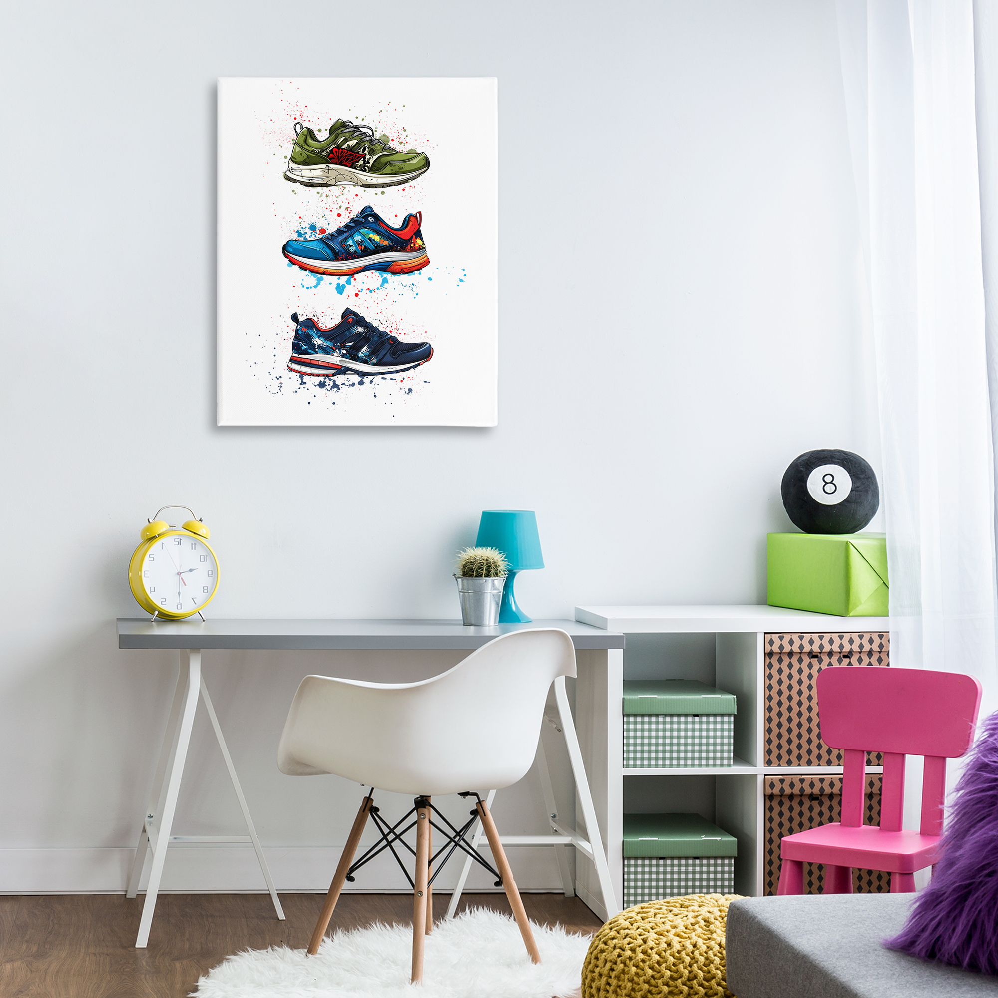 Modern Spray Sneakers Canvas Wall Art, design by Christine Simpson Art