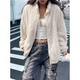 thumbnail image 4 of Womens Western Print Zip Up Hoodies Sweatshirt Fleece Jacket Coat with Pockets Casual Warm Outwear Cream White S, 4 of 9