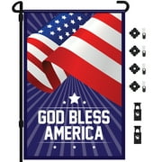 God Bless America Garden Flag American Yard Flag, Bonus Flag Pole Included