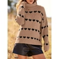 thumbnail image 3 of Women Valentines Day Turtleneck Sweaters Heart Print Long Sleeve Casual Pullovers Spring Knit Tops, 3 of 7