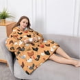 thumbnail image 5 of Oversized Wearable Blanket Hoodie,Orange Chicken Breed Pattern Sherpa Blanket Hoodie with Super Pockets,Super Warm Fuzzy Pullover for Women & Men, 5 of 6