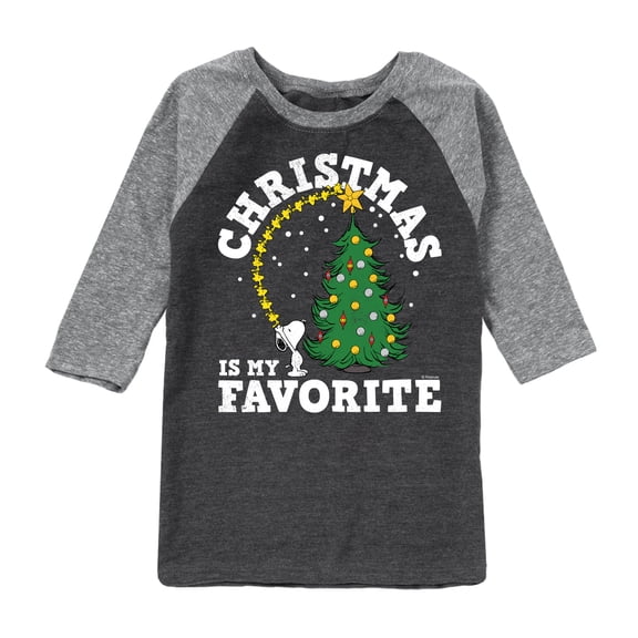 Peanuts - Christmas Is My Favorite - Toddler And Youth Raglan Graphic T-Shirt