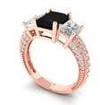 thumbnail image 2 of 3.61 ct Emerald Cut Natural Onyx 3 Stone 18K Rose Gold Womens Engagement Ring, 2 of 5