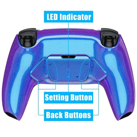 eXtremeRate Chameleon Purple Blue Remap Kit Upgrade Board Back Shell 4 Buttons for PS5 Controller BDM 010/020