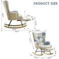 thumbnail image 2 of Hforesty Nursery Rocking Chair Upholstered Glider Rocker,Comfy Armchair with retractable footrest for Living Room & Nursery,side pocket,(Cotton Linen)splicing DARK-BLUE, 2 of 7