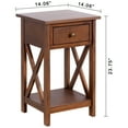 thumbnail image 4 of eHemco X-Side Rathe Nightstand End Table Side Table with Drawer and Storage Shelf, Coffee, 4 of 4