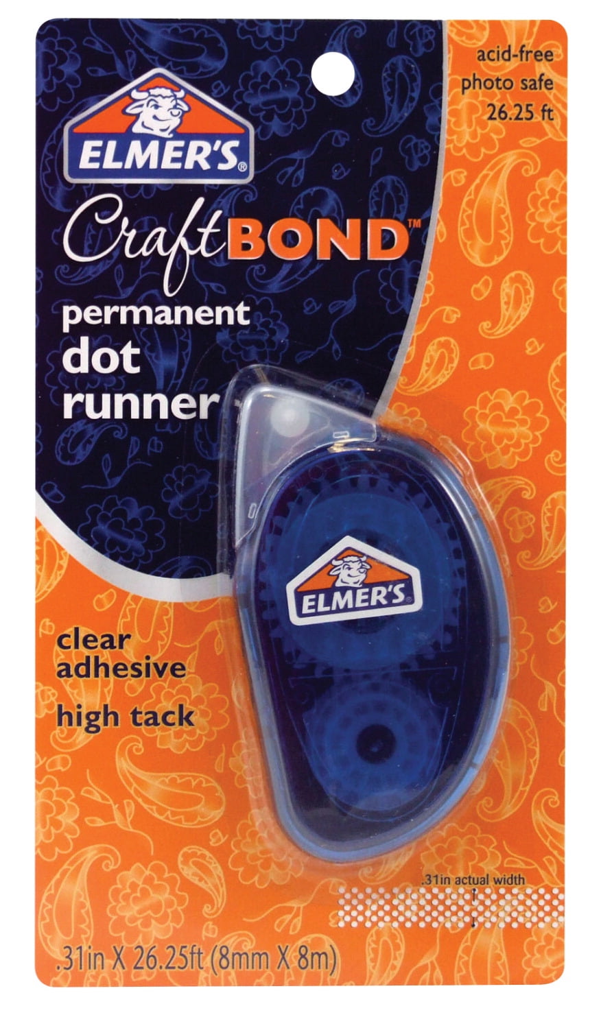 Elmers Craftbond PhotoSafe Refillable Permanent AcidFree Dot Runner, Clear