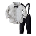 thumbnail image 3 of British Style Kids Suspenders Outfit, Boys Long Sleeve Shirt and Suspenders Pants Set, Toddler Two-Piece Formal Wear for Weddings and Events, Age 3M-6 Years Black 100, 3 of 5