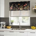 thumbnail image 4 of Farmhouse Floral Curtain Valances for Windows, Kitchen Valance Window Treatments Panel 2 Pack, Spring Flowers Black Rod Pocket Short Curtains for Bathroom Bedroom 42 x 18 Inch, 4 of 8
