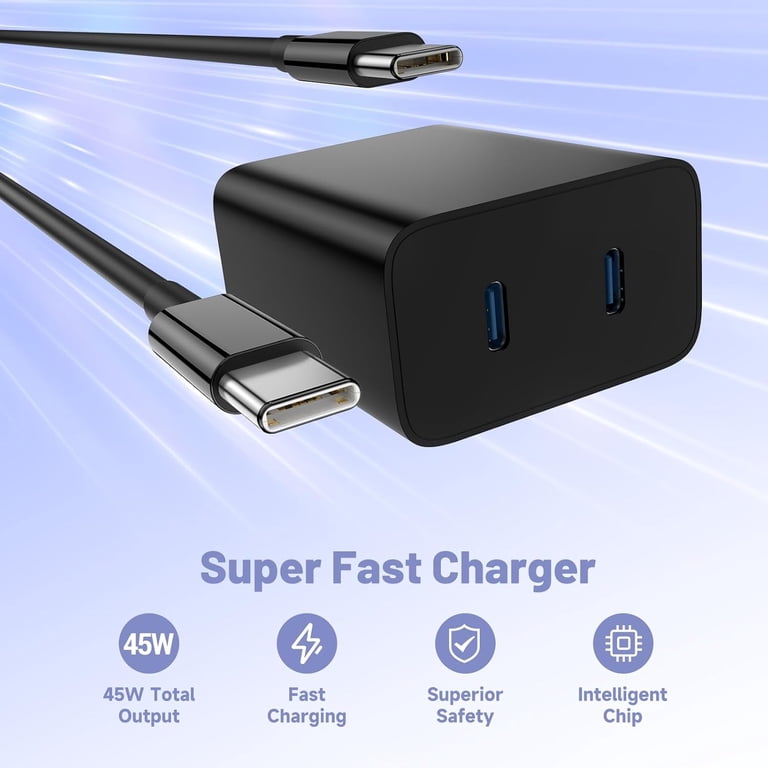 QZIIW 45W Dual Port USB-C Fast Charger with 6FT Cable photo 2