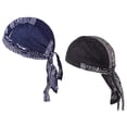 thumbnail image 1 of Durag Skull Cap Pañuelo Para La Cabeza Con Pérdida De Cabello Pañuelo Musulmán Turbante Azul Marino Negro 2pcs Sunnimix Algodón unisex durag, 1 of 8