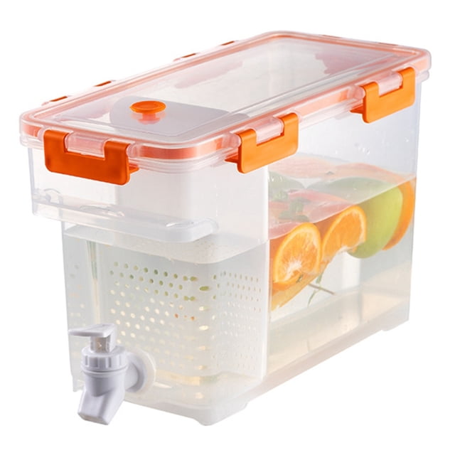 Dispensador de bebidas de plástico de 3,5 L con grifo, dispensador de zumo helado para nevera, fiestas, uso diario.