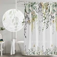 thumbnail image 4 of Eucalyptus Shower Curtain Set - 72" x 78" Washable Bathtub Curtain with 12 Hooks, Sage Green Botanical Weeping Leaf Waterproof Fabric Stall Shower Curtains for Bathroom/Bathtub Décor, 4 of 6