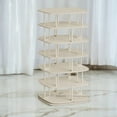 thumbnail image 5 of 7-Tier Rotating Shoe Rack – 360° Spinning, Holds 28-35 Pairs, Entryway，Closet Organizer, Freestanding, Cream White, 5 of 6