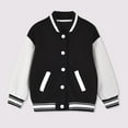 thumbnail image 2 of UAYOTSE Boys Girls Varsity Letter Print Jacket Casual Baseball Outwear Kids Basic Sweatshirts Lightweight Athletic Coat(13-14 Years,S49-Black), 2 of 7