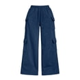 thumbnail image 5 of BAVIRRA Junior Women's Multi Pocket Wide Leg Cargo Sweatpants, Drawstring Waist Heather Knit Casual Pants, 5 of 5