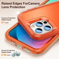 thumbnail image 6 of TECH CIRCLE for Apple iPhone 16 Case, Anti-Drop Hybrid Heavy Duty Protective Phone Cover Shockproof Rugged Military Bumper Tough Kickstand Cover for Apple iPhone 16 6.1" 2024,Clear+Orange, 6 of 8