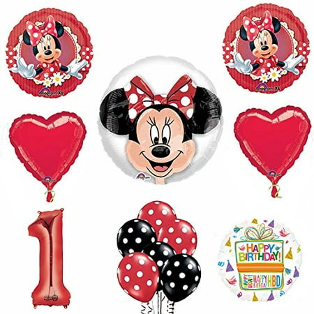 Minnie Mouse 1st Birthday Party Supplies And Red Bow 13 Pc