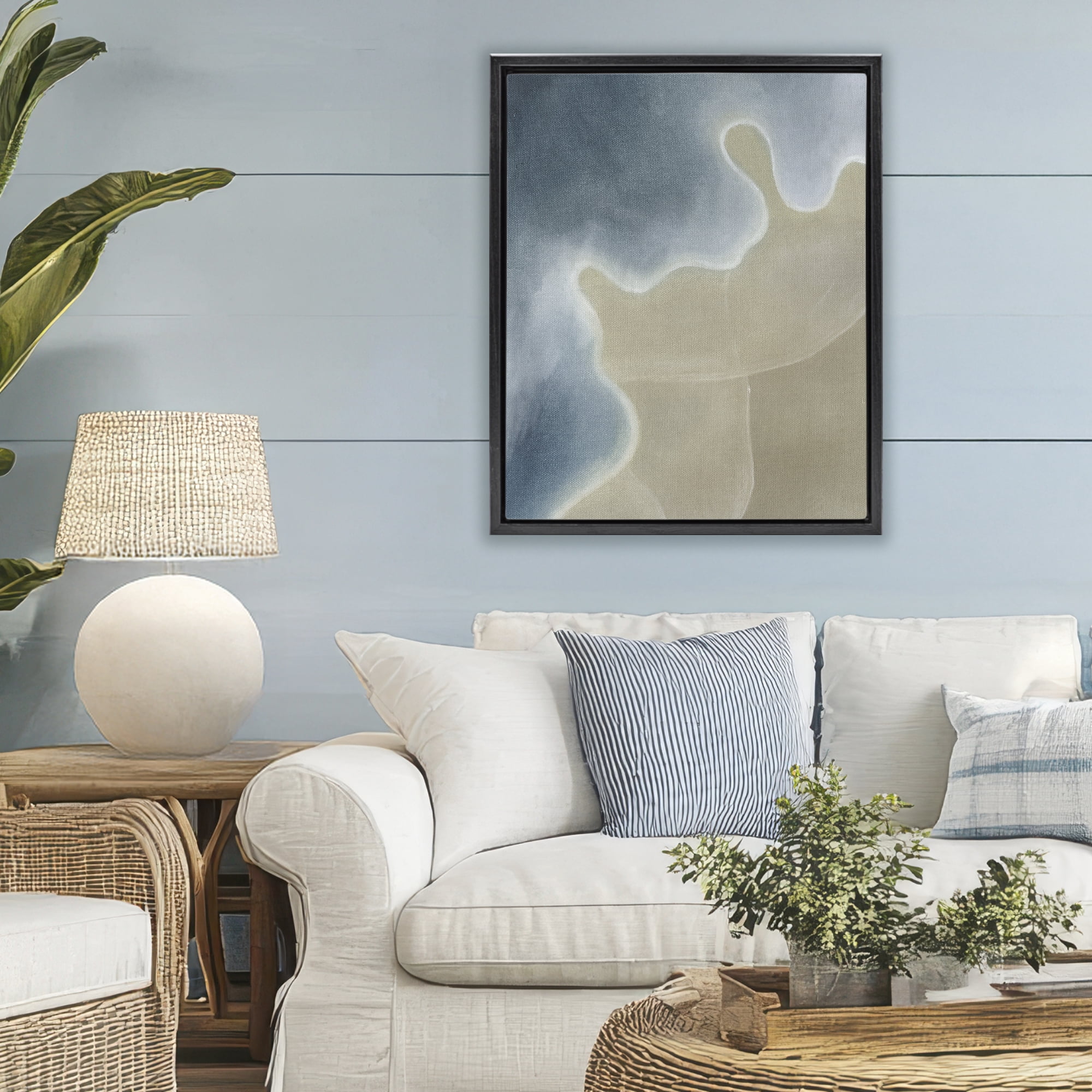 Stupell Industries Turning The Tides Abstract Black Framed Floater Canvas Wall Art, design by Grace Popp