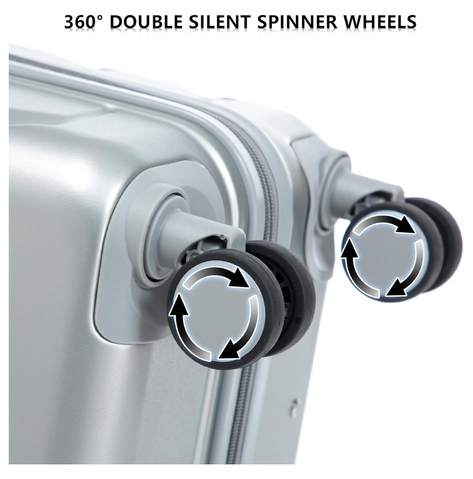 Hardshell Luggage, Lightweight Suitcase with Spinner Wheels, Silver