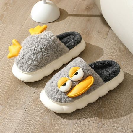 

Huilaibazo Fashion Autumn Winter Boys Girls Children Slippers Flat Bottom Soft Plush Warm Comfortable Cute Cartoon