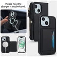 thumbnail image 3 of For iPhone 14 Plus【RFID Blocking】Multi functional 2-in-1 Soft PU Leather Wallet Case Magnetic Flip Cover Multi-Card Slots Zipper Pocket With Detachable Shoulder Strap And Wrist Strap,Black, 3 of 8