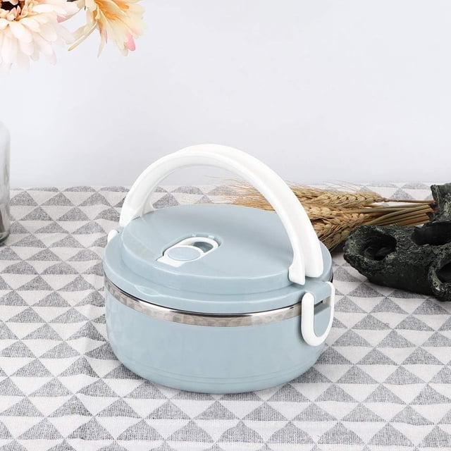 Contenedores de Almuerzo Térmicos para Comida Caliente, Fiambrera Contenedor de Almacenamiento de Alimentos Fiambrera de Acero Inoxidable Azul con Aislamiento Térmico Fideos de (monocapa)