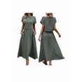 thumbnail image 3 of Women 2 Piece Outfits Skirt Set Summer Casual Cap Sleeve Crop Tops Maxi Dress Sets with Pockets Green S, 3 of 7