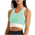 thumbnail image 5 of qolati Sports Bras for Women Seamless Comfortable Striped Mock Neck Longline Padded Yoga Bra Workout Crop Tank Tops with Built in Bra, 5 of 6
