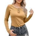thumbnail image 2 of Karight Women's Long Sleeve Shirts Casual Square Neck Tops Slim Fit Rib Knit Basic Tee Fall Spring Clothes, 2 of 7