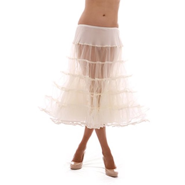 Malco Modes Melonie Luxury Crinoline Slip, cintura y longitud ajustables, capas dobles rígidas para un levantamiento moderado para Rockabilly 50s, uso diario (pequeño, marfil) Malco Modes 591-NA-SM