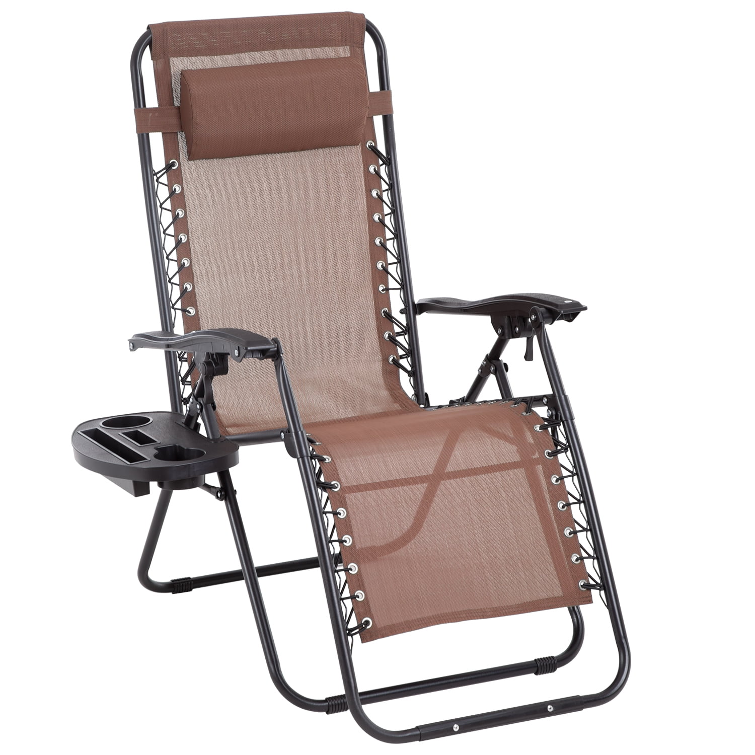 Deluxe Zero Gravity Chair With Awning, Table And Drink Holder Orange