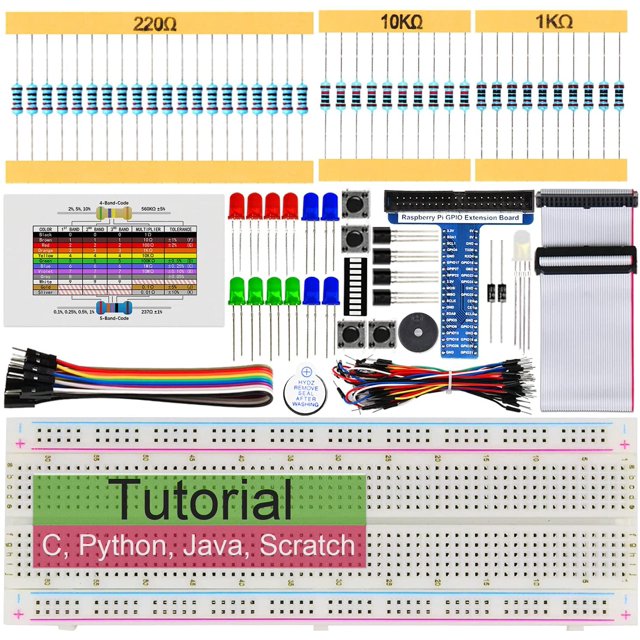 Freenove Basic Starter Kit for Raspberry Pi 4 B 3 B+ 400, 227-Page Detai Tutorial, Python C Java Scratch Code, 146