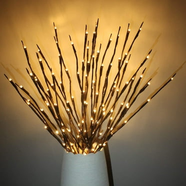 Sinhoon 4 Pack LED Branch Lights Battery Powered Willow Twig Lighted Branch Decorative Lights Artificial Tree DIY Light Warm White -30Inch 20LEDs