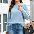 thumbnail image 5 of IUYRTFE Women Round Neck Solid Color Knit Sweater Loose Fit Long Sleeve Pullover Top for Fall Winter Casual Wear, 5 of 9
